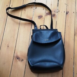 Pixie Mood Black Faux Leather Backpack, Convertible Straps